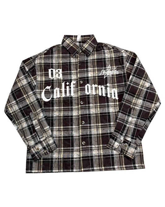 Dusty Check Boxy Shirt - Wine Brown