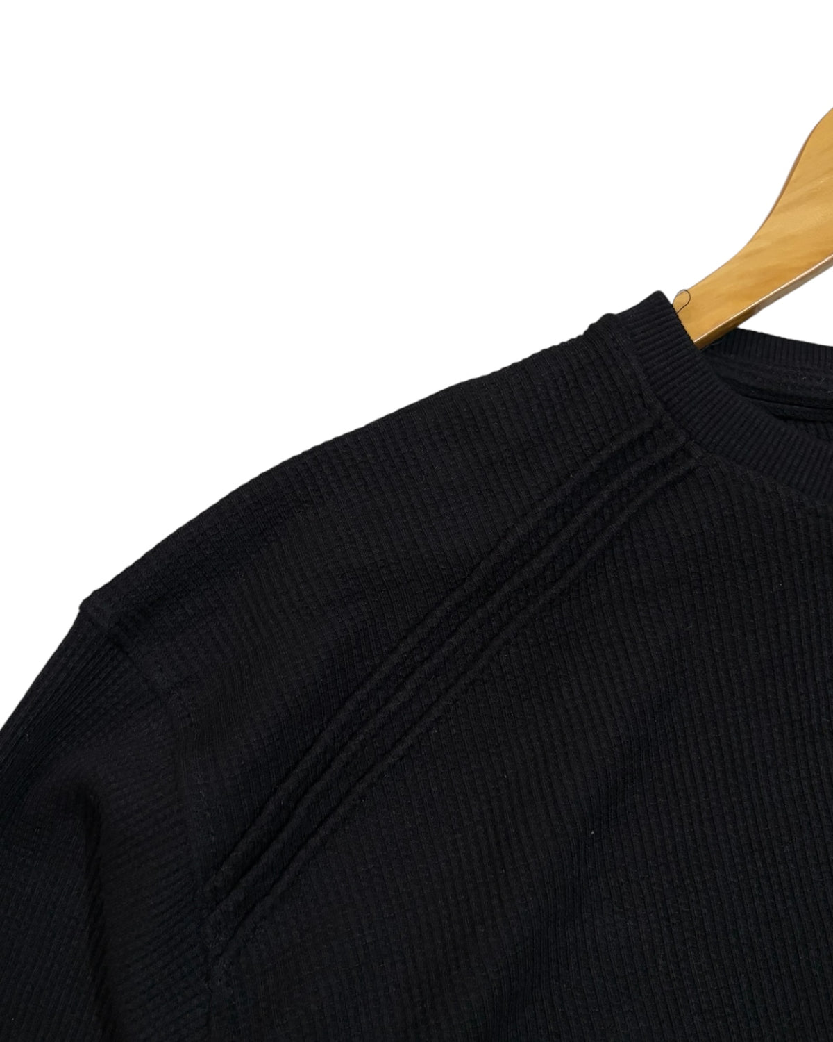 Triple Stitch Waffle Henley – Black