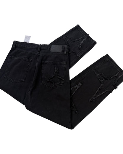 Original Star Frayed Baggy Jeans - Black