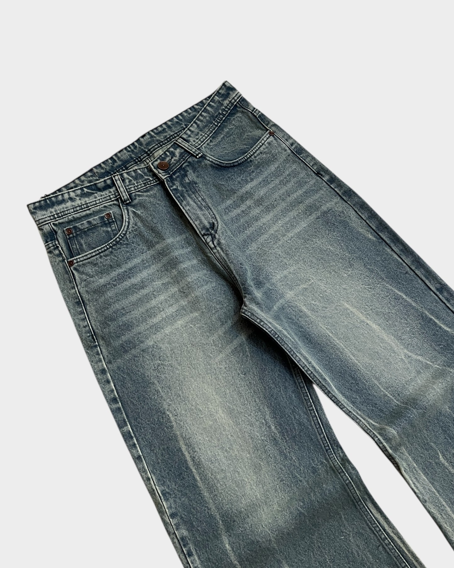 Vintage Sky Wash Baggy Wide Denim