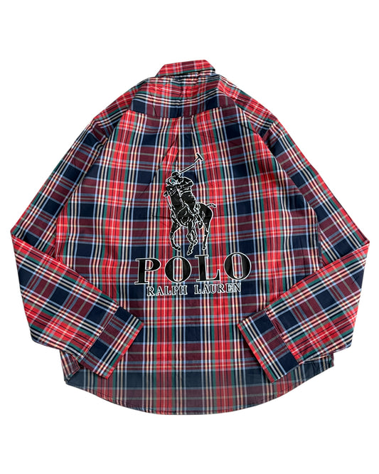 2 Shade Check Cotton Shirt - Red