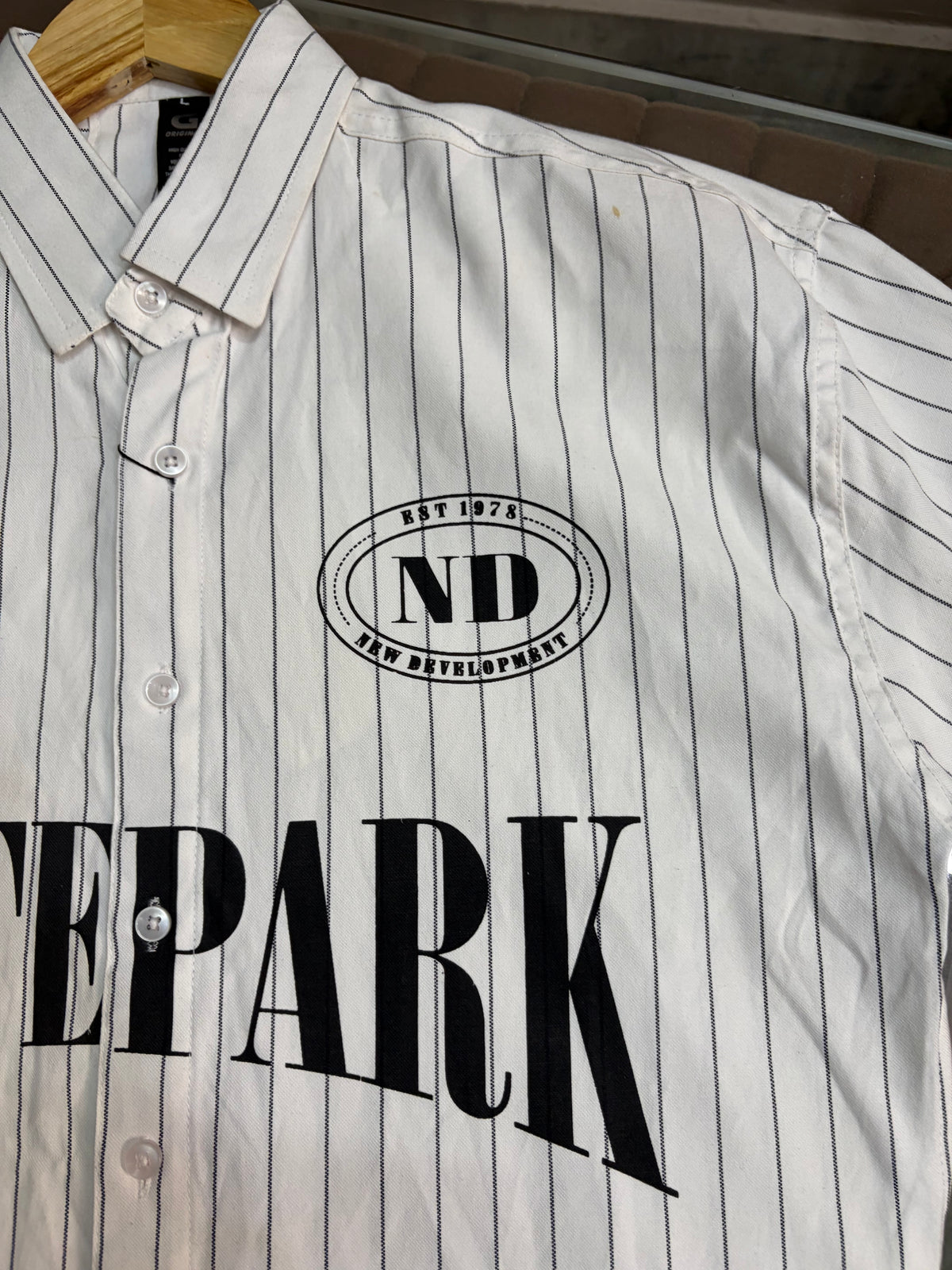 Skatepark Striped Boxy Shirt - White