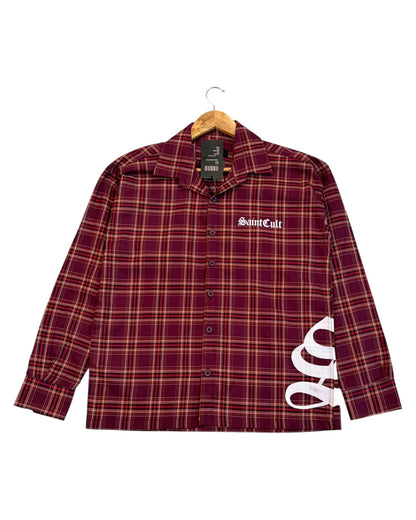 Maroon Saint Cult Boxy Check Shirt