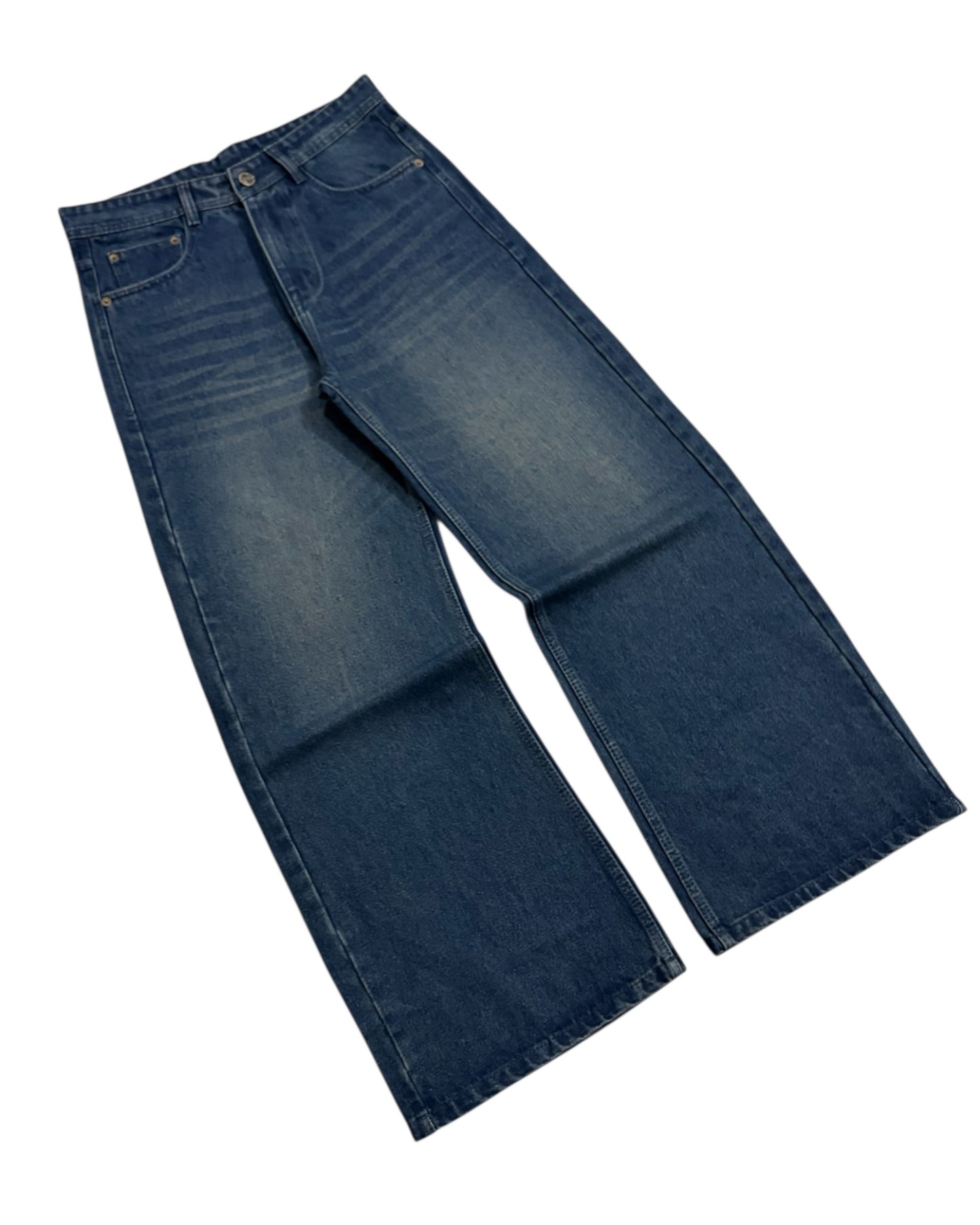 Dark Dusty Blue Baggy Wide Fit Jeans
