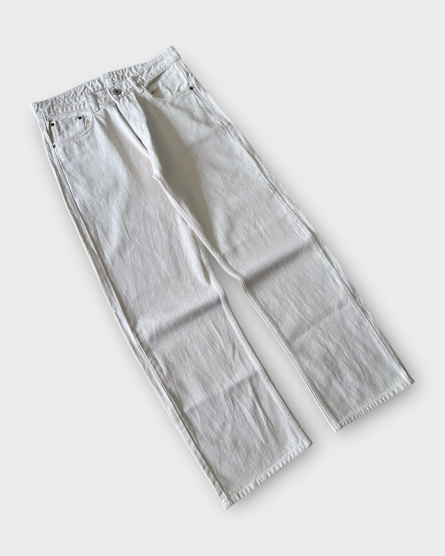 Off-White/Beige Relaxed Straight Fit Denim