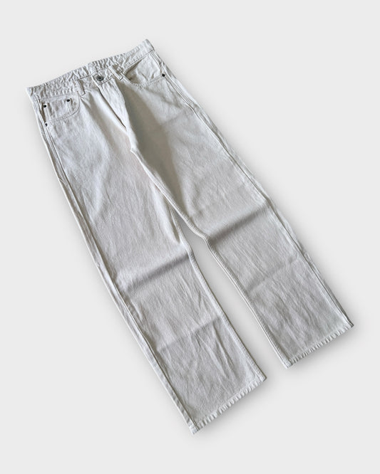 Off-White/Beige Relaxed Straight Fit Denim