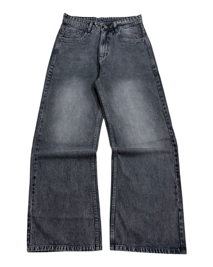 Dark Grey Faded Wide Jeans