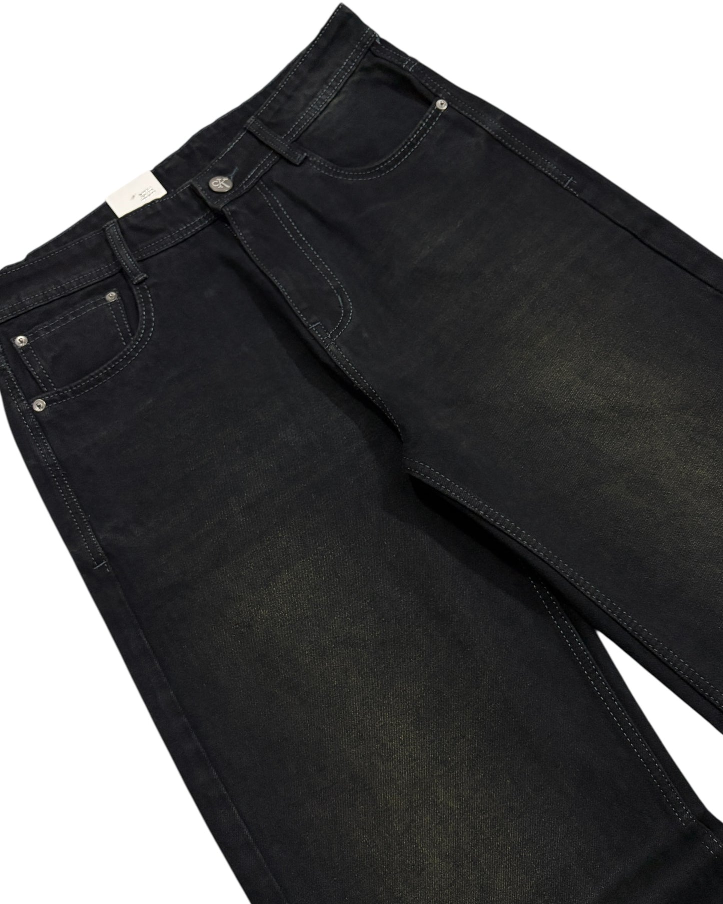 Black Burnt Wash Wide Fit Jeans