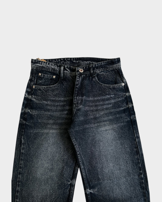 Midnight Dark Grain Baggy Denim
