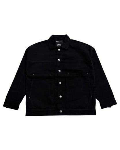 Workwear Boxy Cropped Jacket - Black