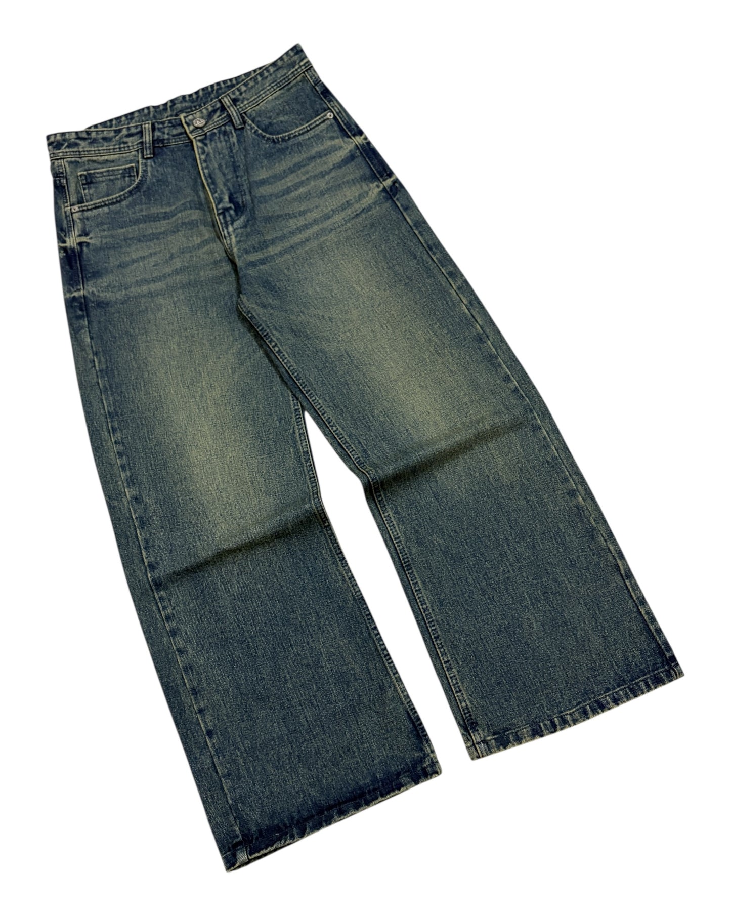 Dusty Green Tint Vintage Dark Green Wide Fit Jeans