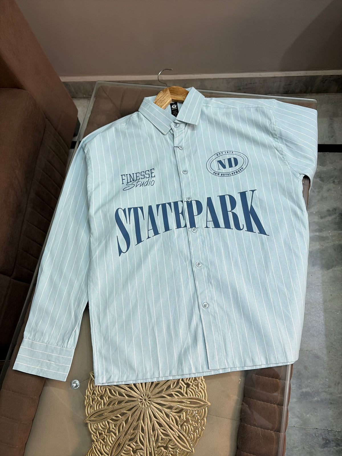 Statepark Striped Boxy Shirt - Blue