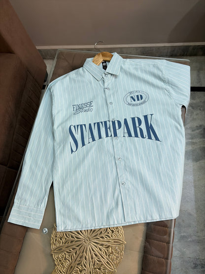 Statepark Striped Boxy Shirt - Blue