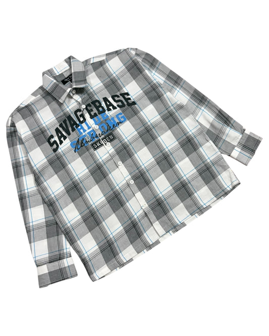White Savage Base Boxy Check Shirt