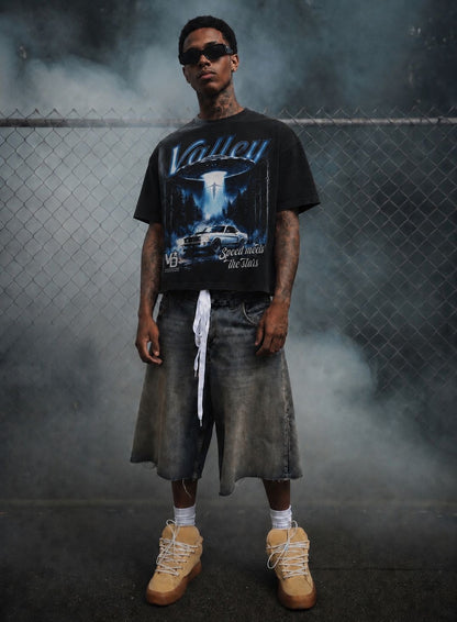 Boxy Fit Half Sleeve T-shirt - Blue Valley