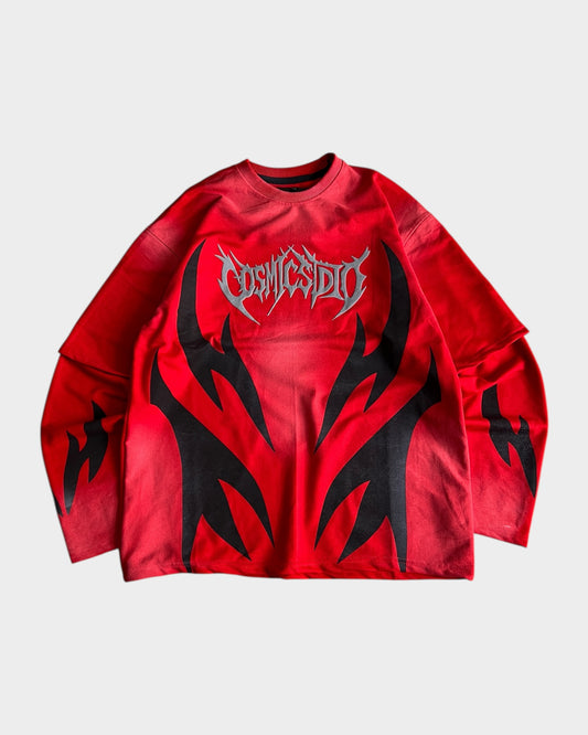 Cosmic Flame Long Sleeve Tshirt - Red