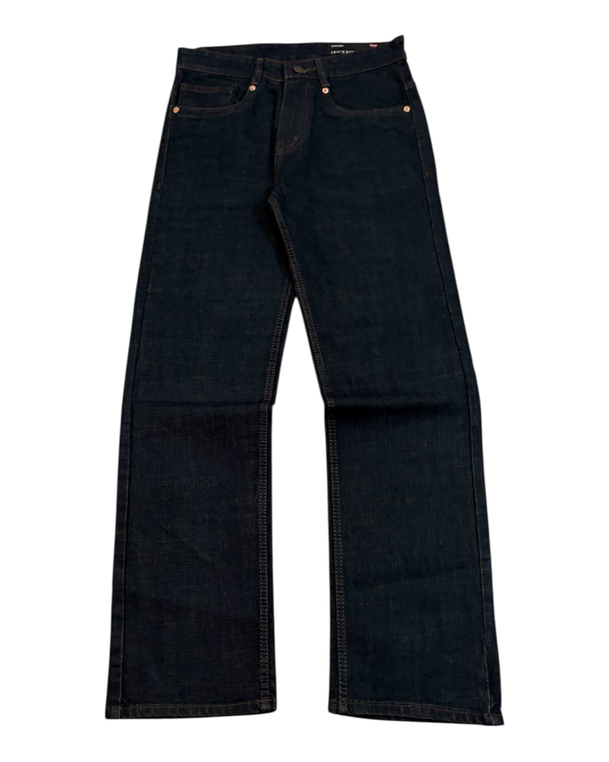 Raw Wash Straight Fit Jeans - Blackish Blue