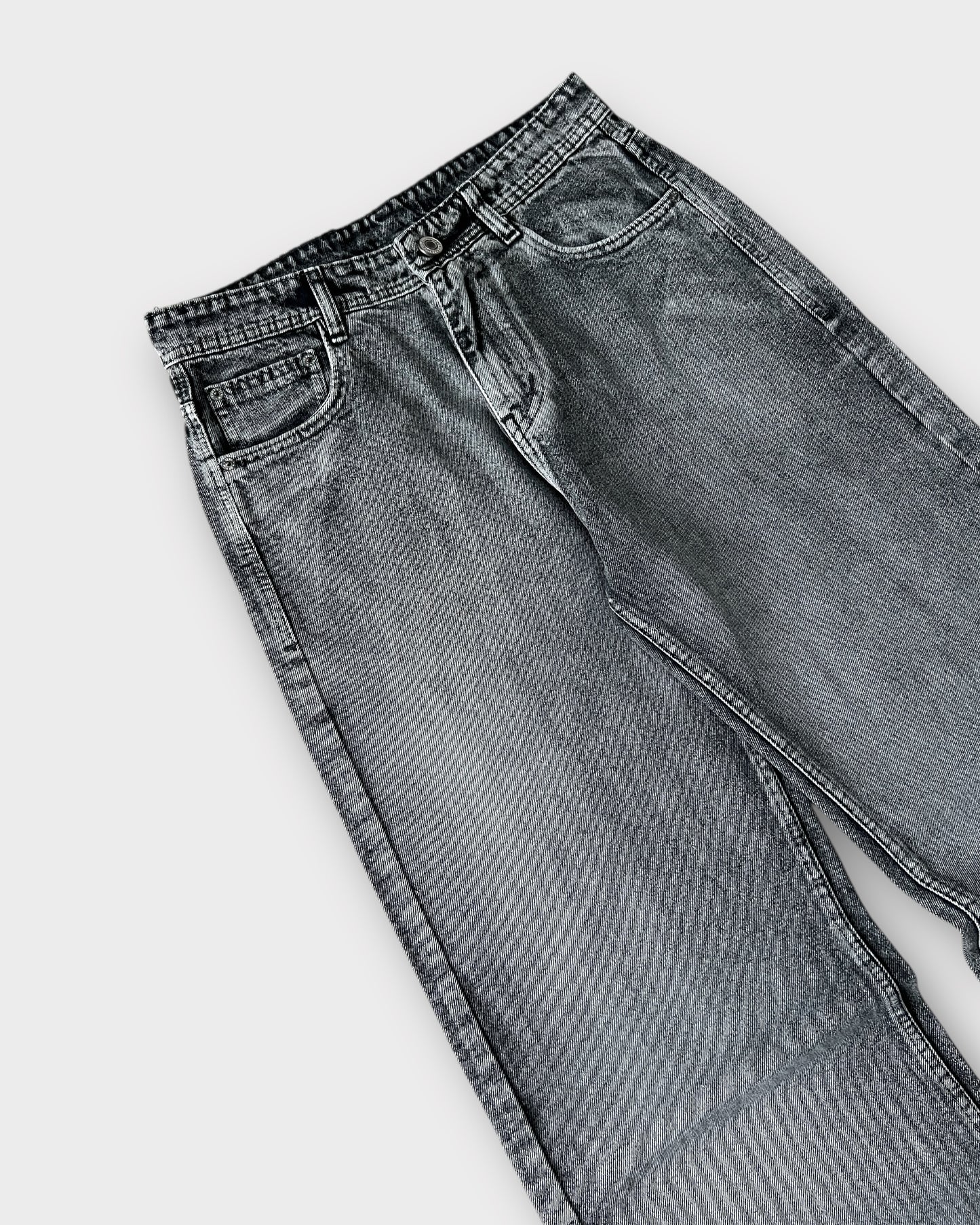 Charcoal Grey Vintage Wash Baggy Wide Leg Jeans