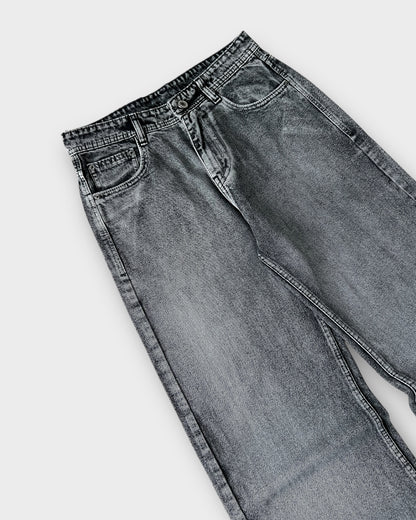 Charcoal Grey Vintage Wash Baggy Wide Leg Jeans