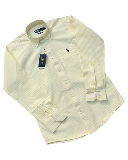 Striped Pure Cotton Shirt - Yellow