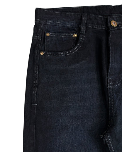 Black Foggy Wash Straight Wide Fit Denim
