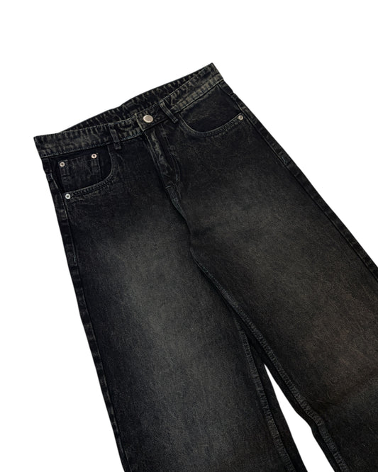 Black Carbon Wash Wide Fit Jeans