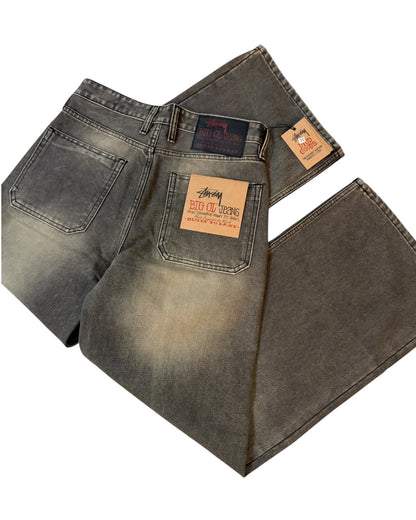 "Latest Release" STUSSY Super Wide Baggy Denim - Dusty Grey