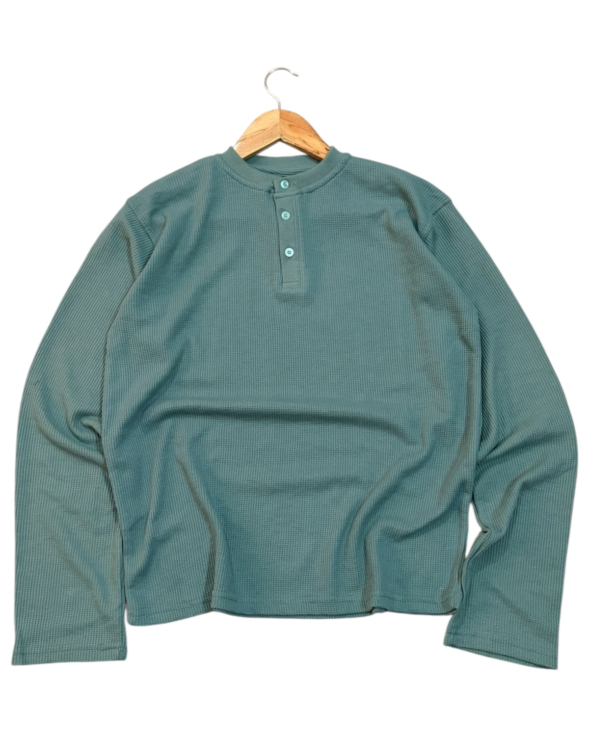 *Best Seller* Henley Boxy Waffle Tee - Green