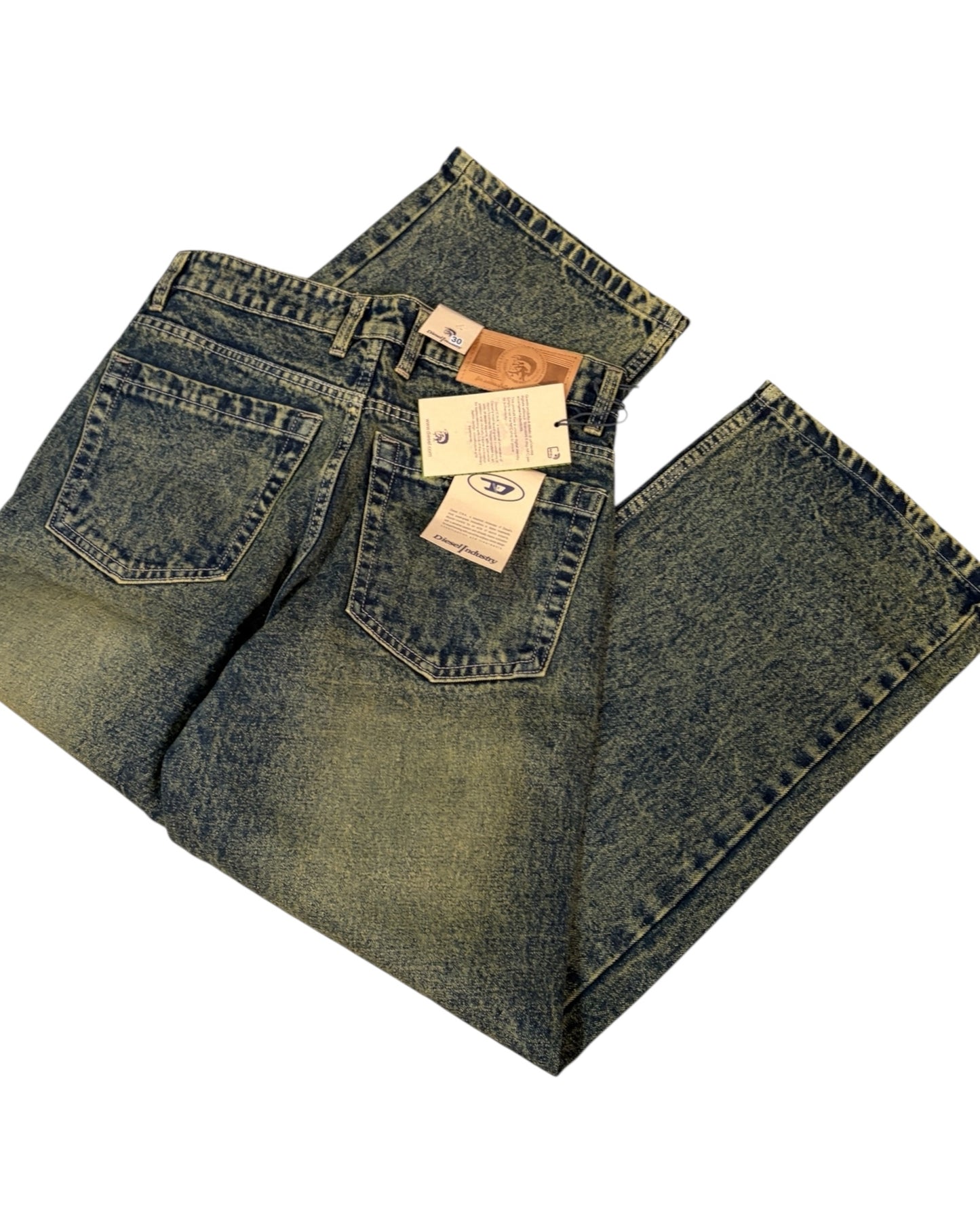 Smokey Vintage Green Straight Wide Fit Jeans