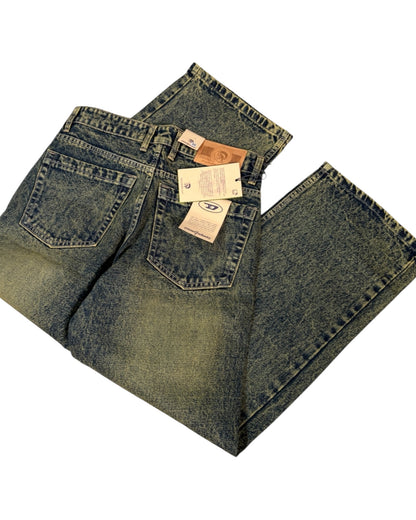 Smokey Vintage Green Straight Wide Fit Jeans