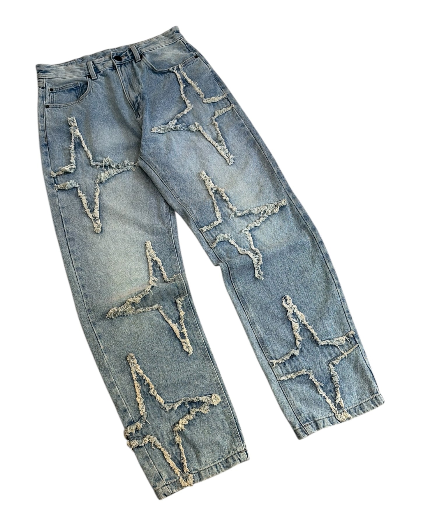 Original Star Frayed Baggy Jeans - Blue