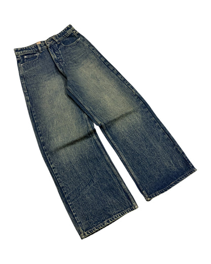 Green Vintage Wash Wide Fit Jeans