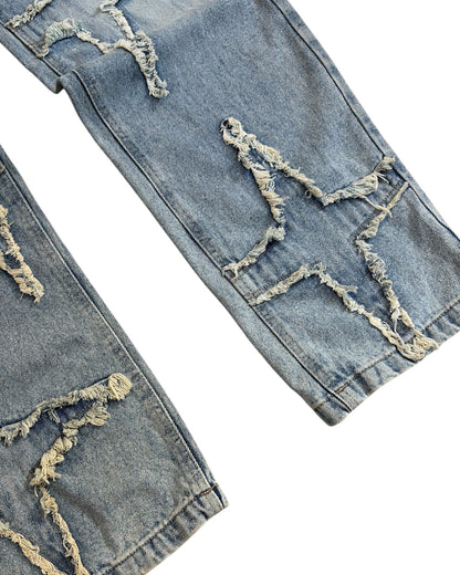 Original Star Frayed Baggy Jeans - Blue
