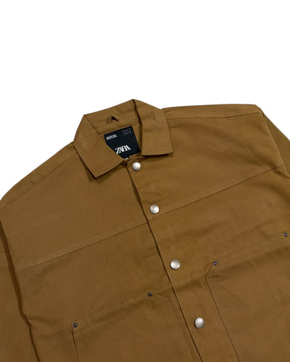 Workwear Boxy Cropped Jacket - Tan