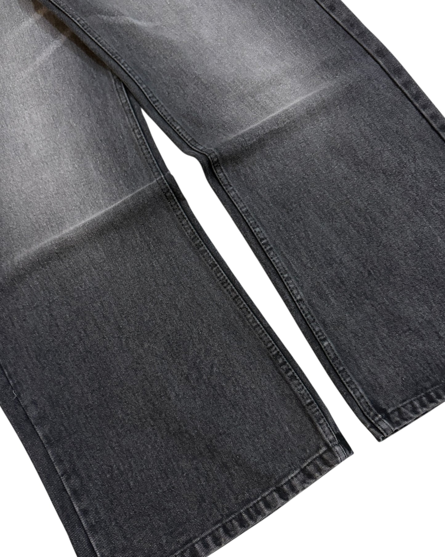 Black Whisker Wash Wide Fit Jeans