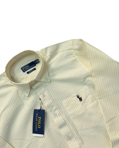 Striped Pure Cotton Shirt - Yellow
