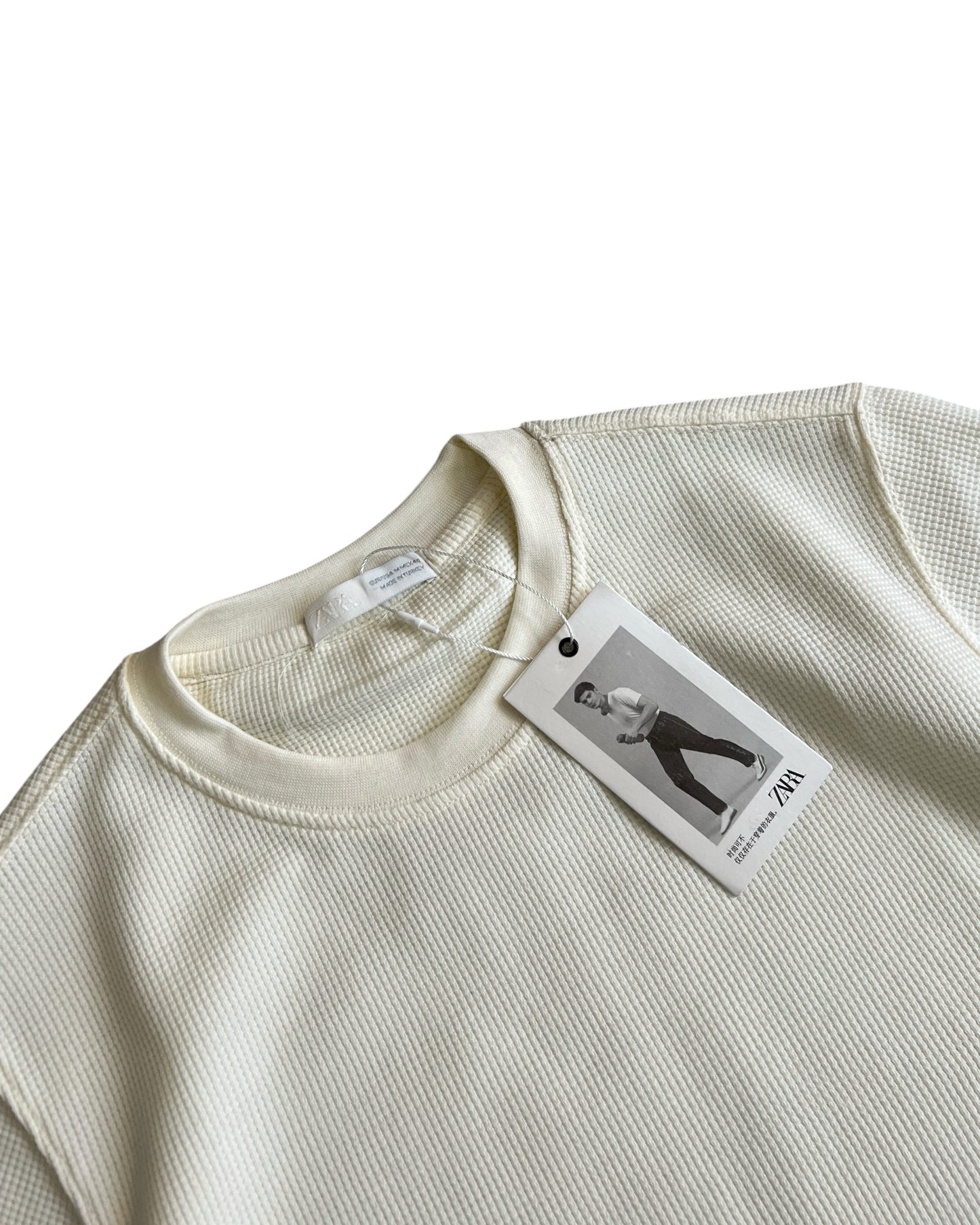 Waffle Knit T-Shirt - Cream White