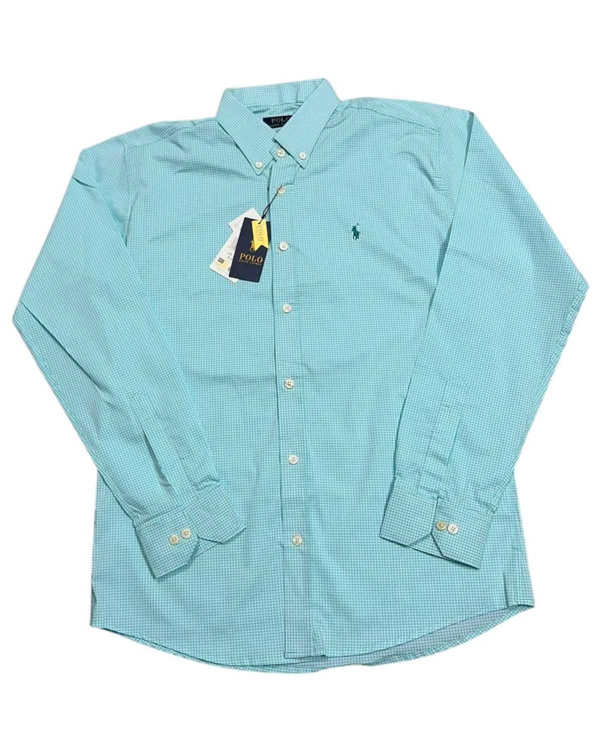 Micro-check Cotton Shirt - Sea Green