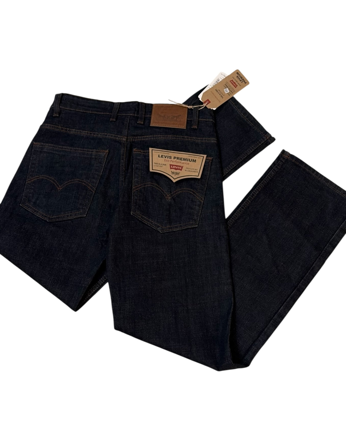 Raw Wash Straight Fit Jeans - Blackish Blue