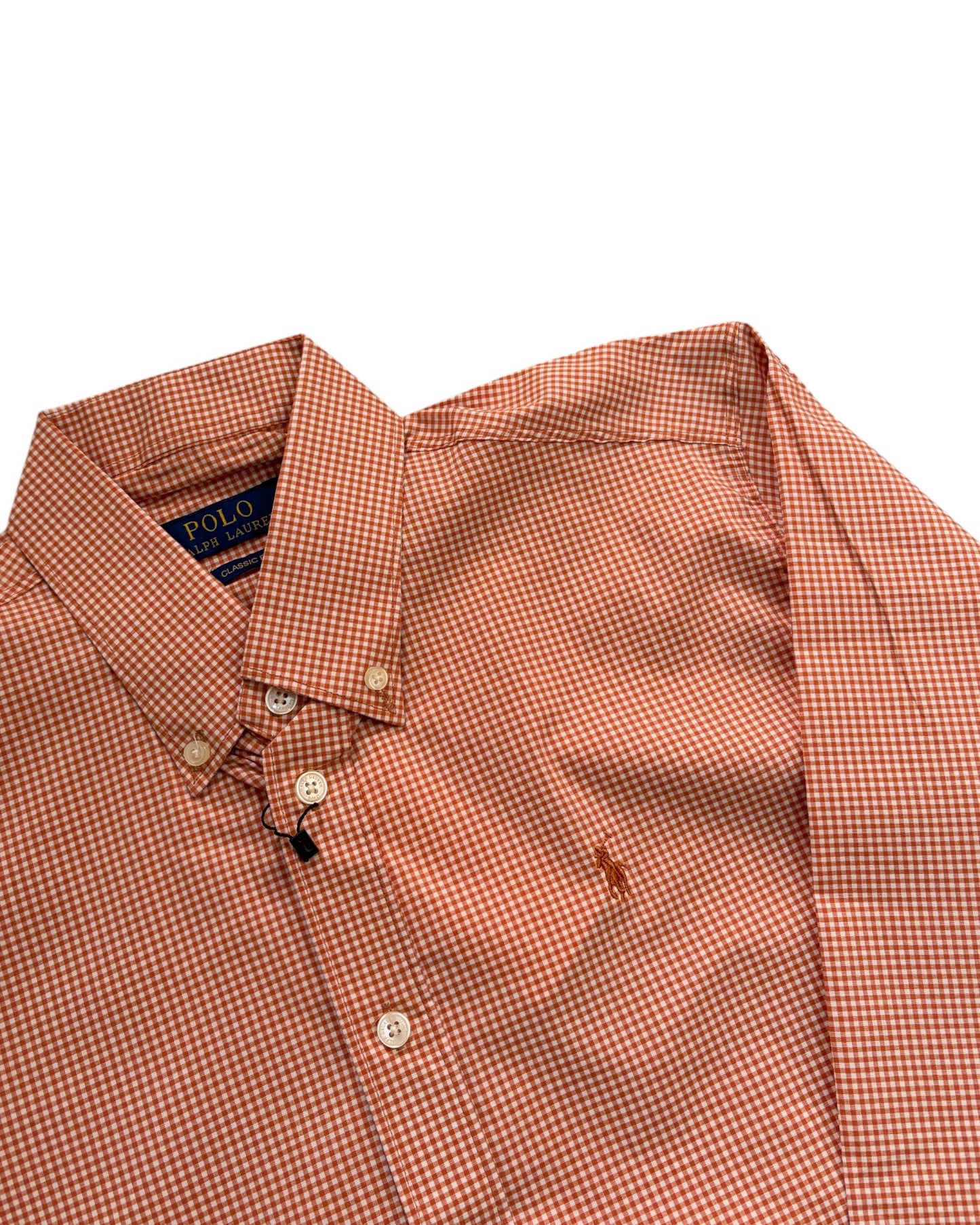 Micro-check Cotton Shirt - Rust Orange