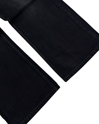 Dark Black Faded Wide Fit Jeans