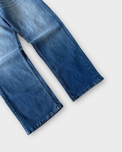 Ice Blue Whisker-Fade Relaxed Straight Fit Denim