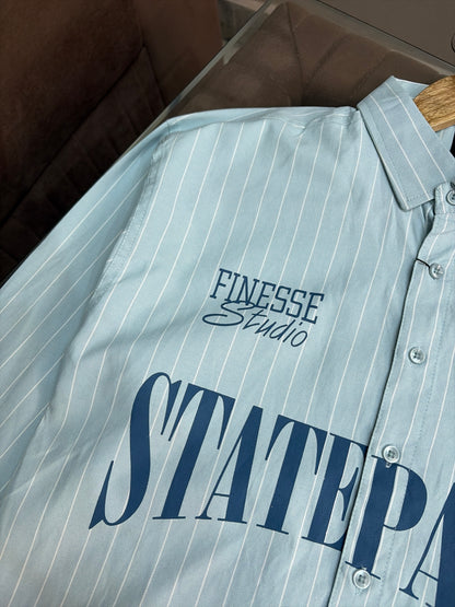 Statepark Striped Boxy Shirt - Blue