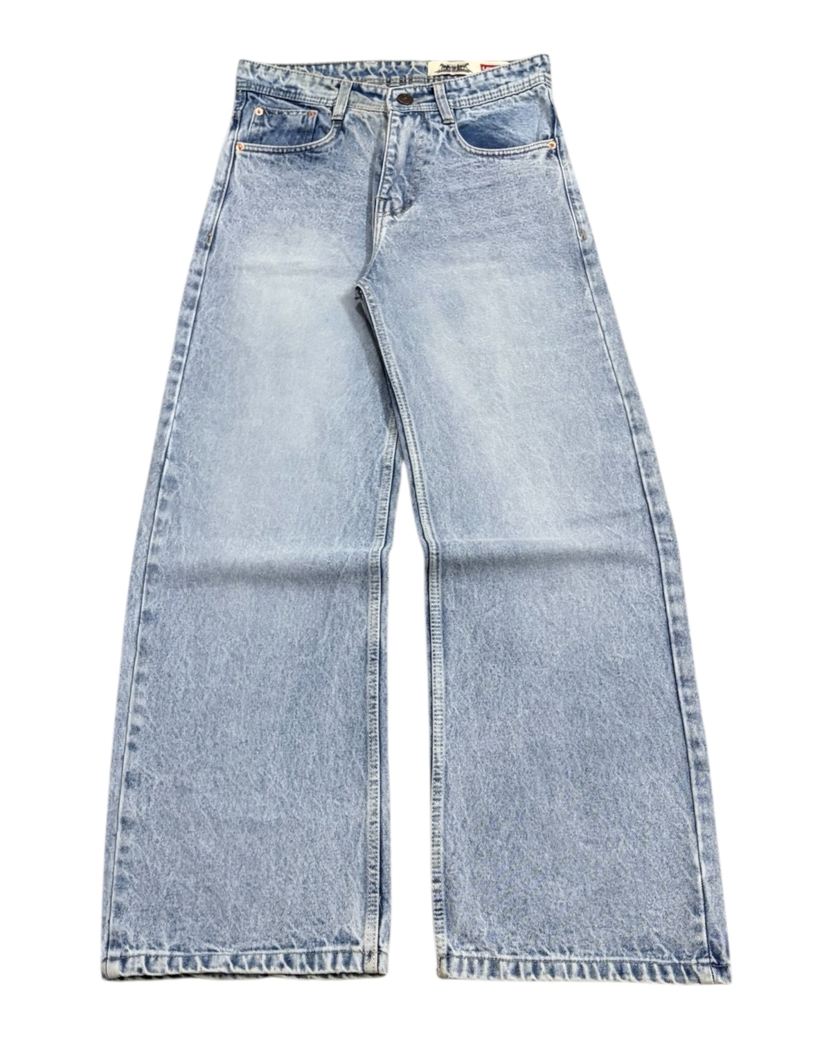 Ice Blue Stone Wash Baggy Wide Fit Jeans