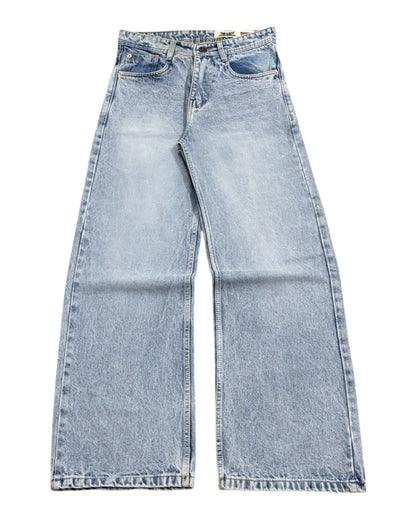 Ice Blue Stone Wash Baggy Wide Fit Jeans