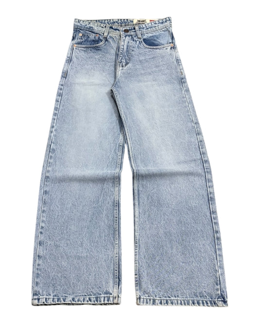 Ice Blue Stone Wash Baggy Wide Fit Jeans