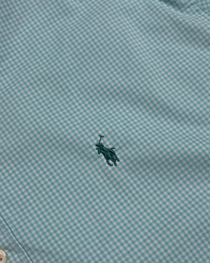 Micro-check Cotton Shirt - Sea Green