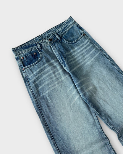 Light Sky Blue Fade Relaxed Straight Fit Denim