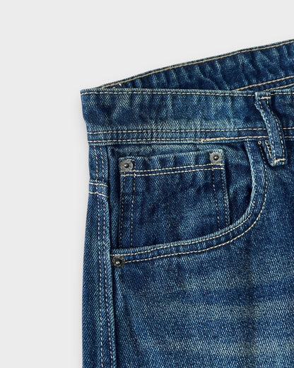 Classic Mid-Blue Fade Relaxed Straight Fit Denim