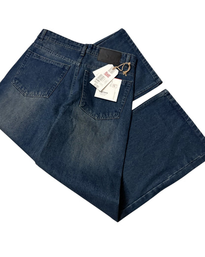 Dark Dusty Blue Baggy Wide Fit Jeans